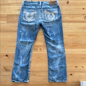 Big Star Blue Straight Jeans with Embroidered Details